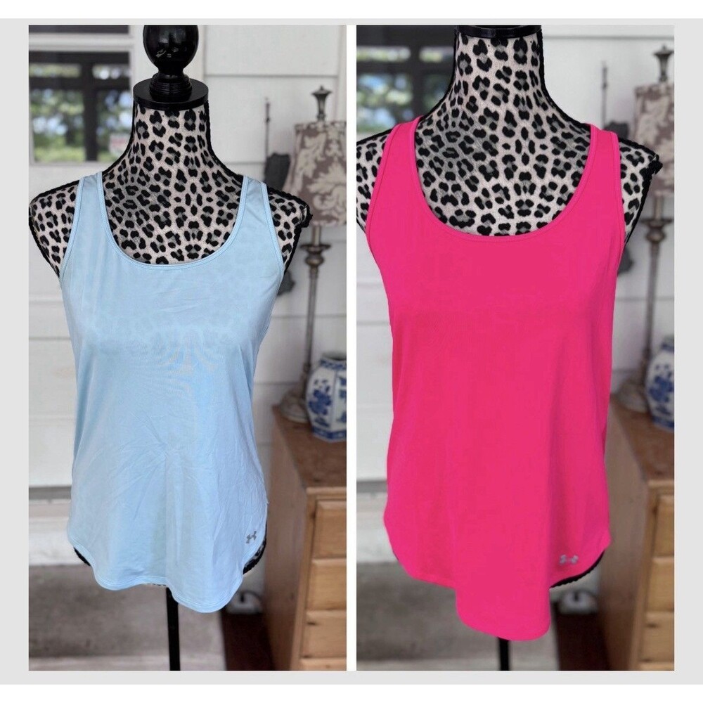 Under Armour Heat Gear Racerback Mesh Top Semi Fitted Women's S Lot Of 2 READ